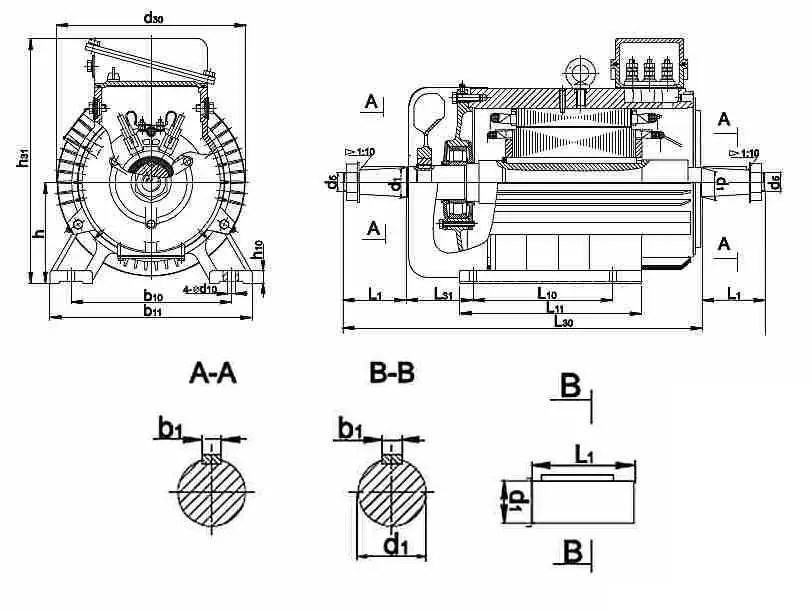 Габаритные размеры крановых электродвигателей МТКН