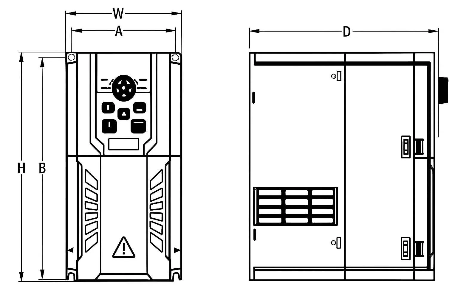 Размеры товара EFIP500-1R5G/2R2G-4Tс модификацией 1.5/2.2 кВт